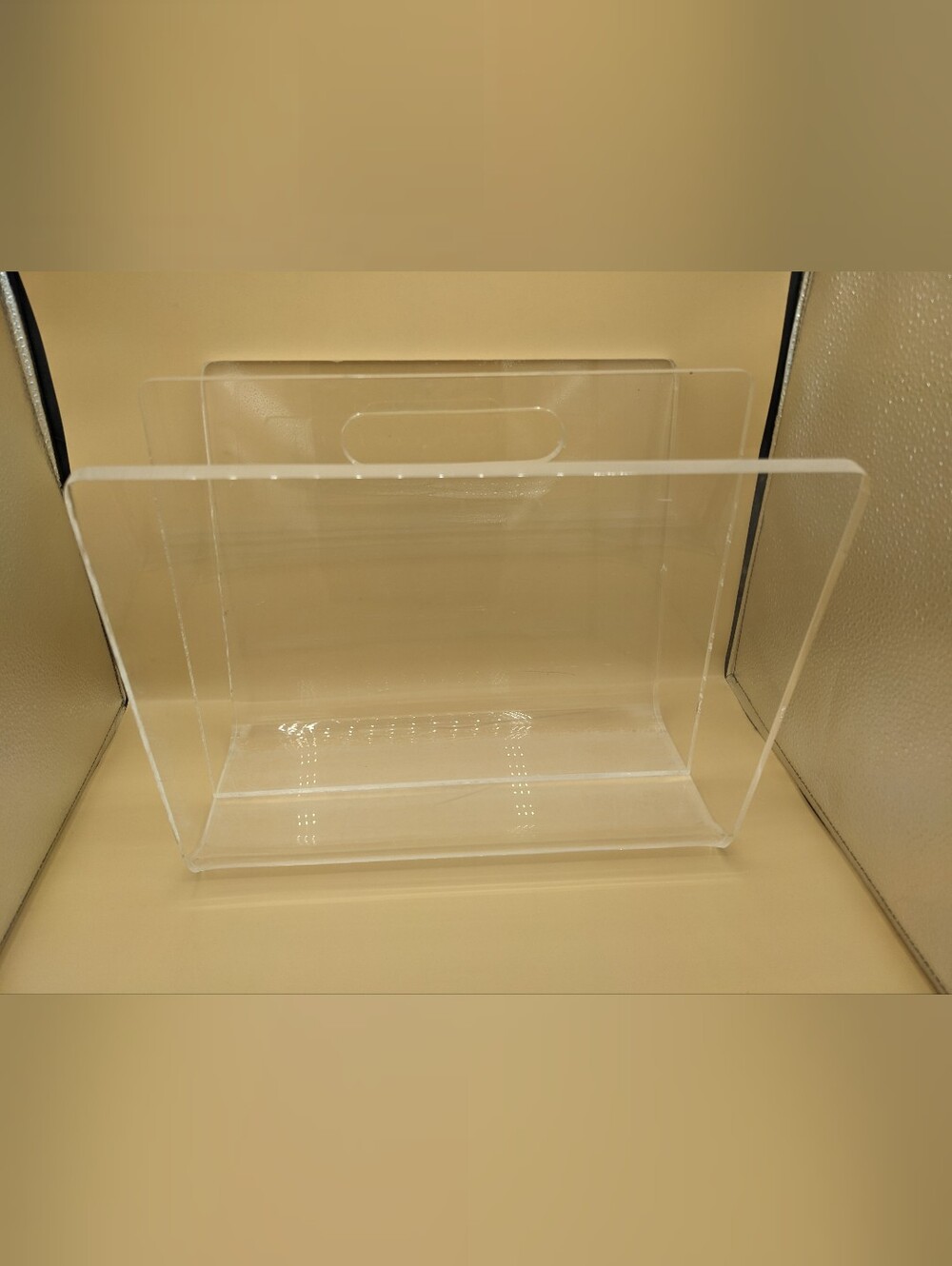 Vintage Clear Acrylic Magazine Rack Lucite Magazine Newspaper Scratches Scuffs